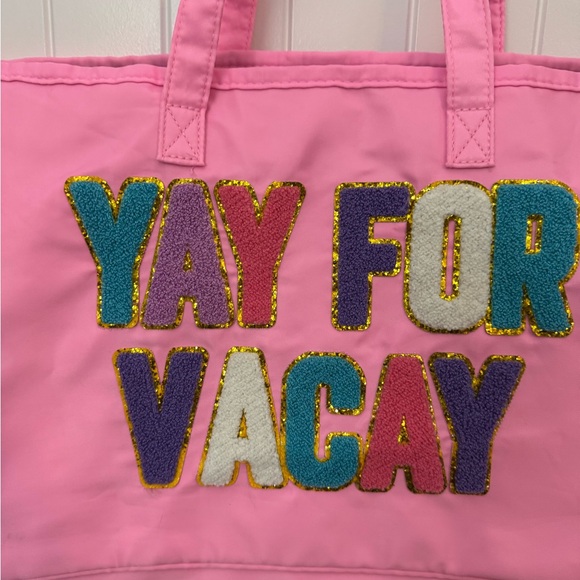Pink Tote Bag with Colorful 'YAY FOR VACAY' Design simply southern - Picture 2 of 8
